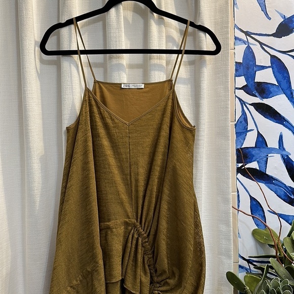 Women's Zara Ruffled Layered Fully Lined Spaghetti Strap Midi Dress Size Small - Picture 2 of 7